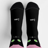 Chaussette Custom Black Cat Photo Socks with Name - Cat Lover (Haut)