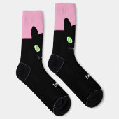 Chaussette Custom Black Cat Photo Socks with Name - Cat Lover (Droite)