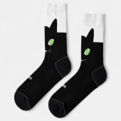 Chaussette Custom Black Cat Photo Socks with Name - Cat Lover (Gauche)