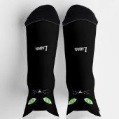 Chaussette Custom Black Cat Photo Socks with Name - Cat Lover (Haut)