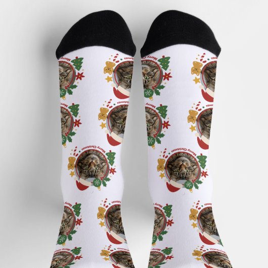 Chaussette Custom Cat PhotoPattern Christmas Gift Socks (Haut)