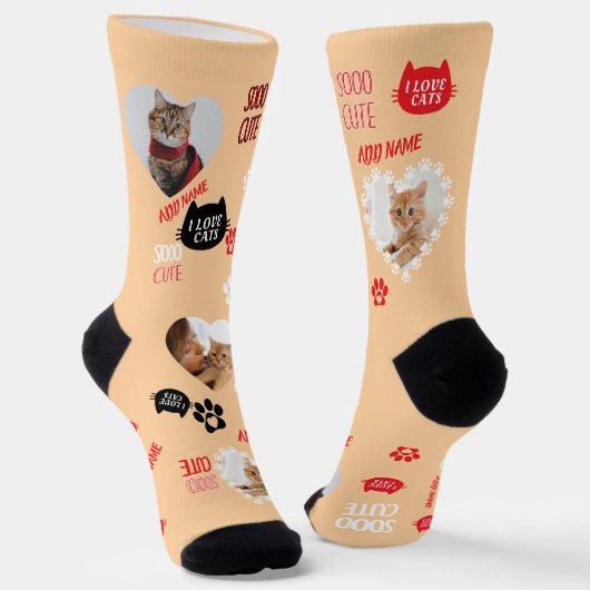 Chaussette Custom Cat Socks Photo for Pet Lovers (Angulaire)