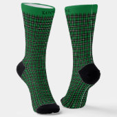 Chaussette Custom Dark Green Black Checkered Pattern (Angulaire)