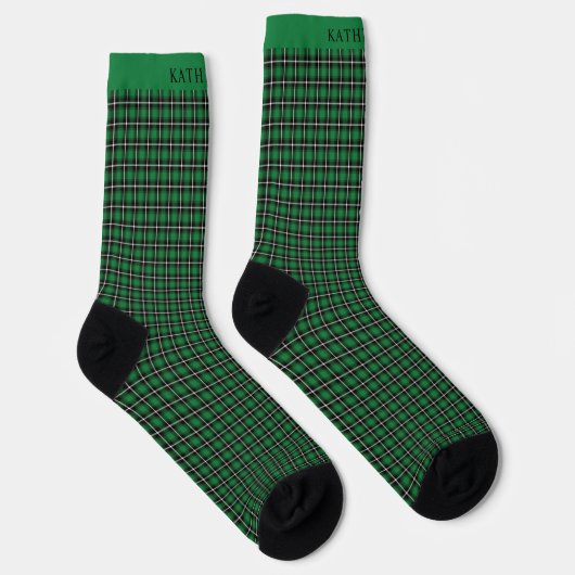 Chaussette Custom Dark Green Black Checkered Pattern (Droite)