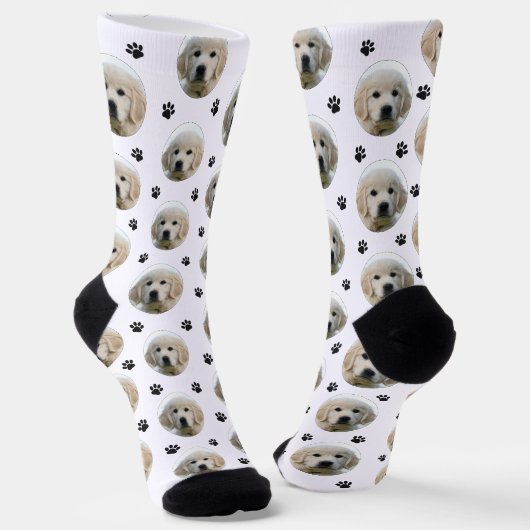 Chaussette Custom Dog Photo Paw Print (Angulaire)