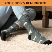 Chaussette Custom Dusty Teal Dog Photo Socks