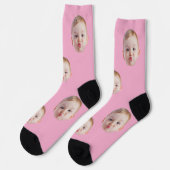 Chaussette Custom Face Socks Gift Personalized Kids Mens Dad (Gauche)