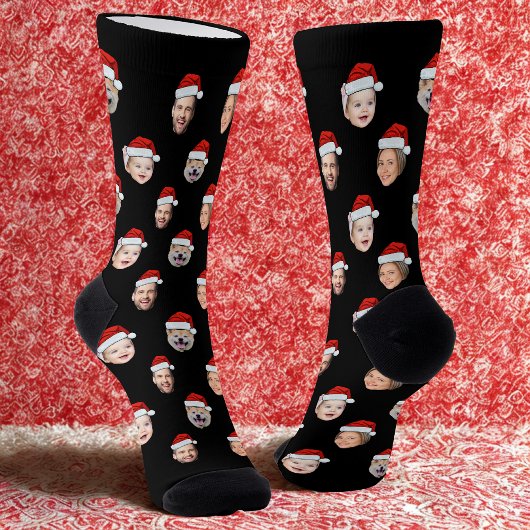 Chaussette Custom Face Socks, Santa Hat 4 Photos Christmas
