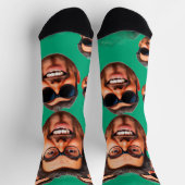 Chaussette Custom Funny Face Photo All Over Socks Moss Green (Haut)