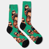 Chaussette Custom Funny Face Photo All Over Socks Moss Green (Droite)