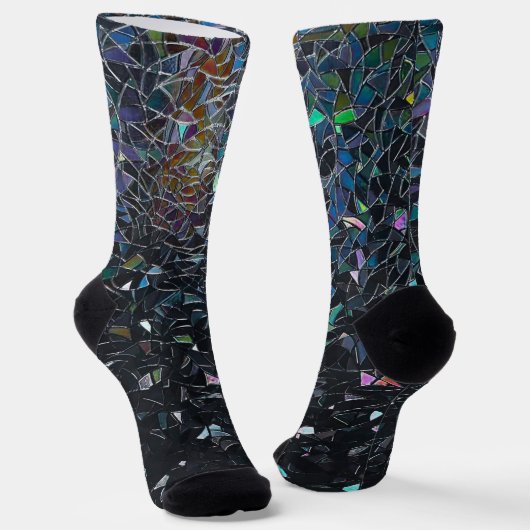 Chaussette Custom Iridescent Abstract Stained Glass Pattern (Angulaire)