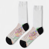 Chaussette Custom Kids Artwork, deux mignonnes souris, fleurs (Gauche)