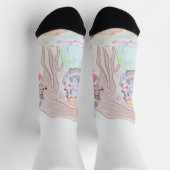 Chaussette Custom Kids Artwork, deux mignonnes souris, fleurs (Haut)