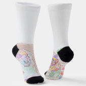 Chaussette Custom Kids Artwork, deux mignonnes souris, fleurs (Angulaire)