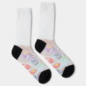 Chaussette Custom Kids Artwork, deux mignonnes souris, fleurs (Droite)