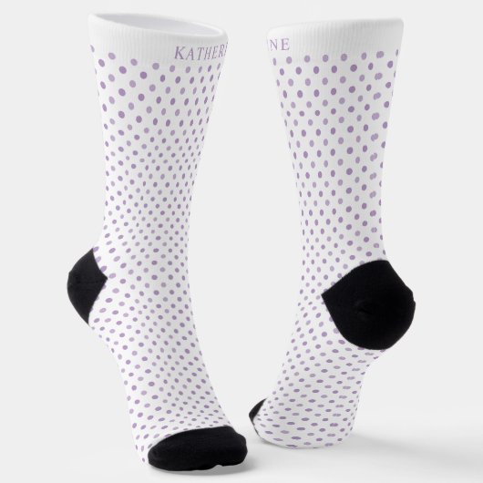 Chaussette Custom Light Lavender Purple White Dot Design (Angulaire)