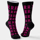 Chaussette Custom Monogram Initial Black Pink socks (Angulaire)