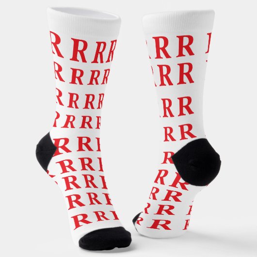 Chaussette Custom Monogram Initial White Red socks (Angulaire)
