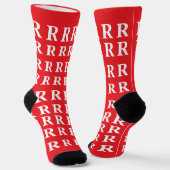 Chaussette Custom Monogram Letter White Red socks (Angulaire)