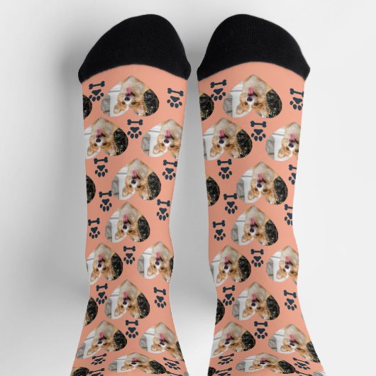 Chaussette Custom Pet Photo and  Paw Prints Socks (Haut)