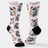 Chaussette Custom Pet Photo Christmas Pattern Fun Socks (Angulaire)