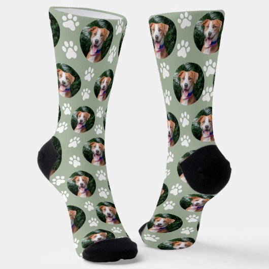 Chaussette Custom Pet Photo Paw Print Pattern (Angulaire)