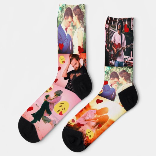 Chaussette Custom photo personalized love elements (Gauche)