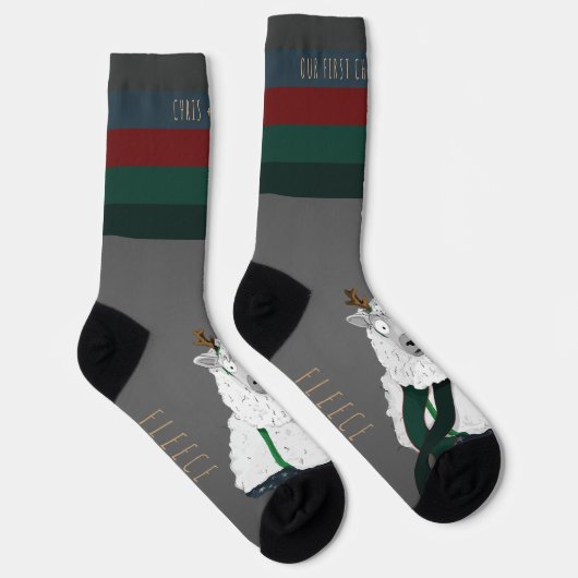 Chaussette Customisable “Fleece Navidad” Sheep Funny Fun Grey (Droite)