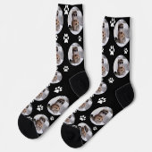 Chaussette Customisé Funny Chat Pet Paw Face Noir (Gauche)
