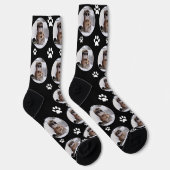 Chaussette Customisé Funny Chat Pet Paw Face Noir (Droite)