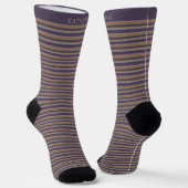 Chaussette Customizable Dark Plum Purple Grey Stripes (Angulaire)