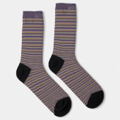 Chaussette Customizable Dark Plum Purple Grey Stripes (Droite)