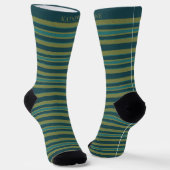 Chaussette Customizable Light Dark Yellow Green Stripes  (Angulaire)