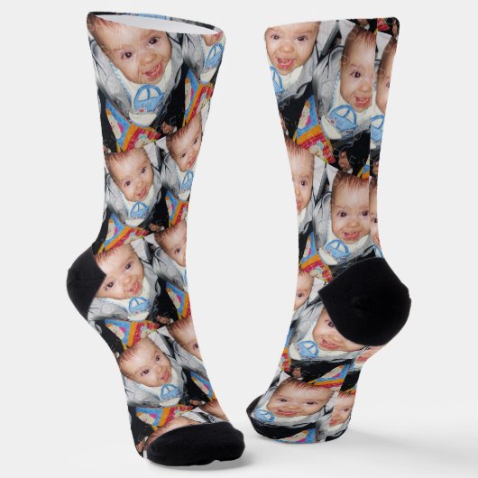 Chaussette Customize Your custom two photo pattern Monogram (Angulaire)