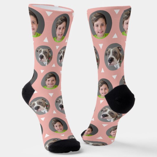Chaussette Cute 2 Photo Rose Gold Enfant Animaux de famille P (Angulaire)