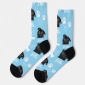 Chaussette Cute Amoureux des chiens animal bleu photo (Gauche)