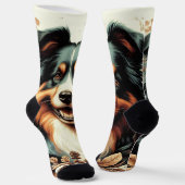 Chaussette Cute Australian Shepherd Peinture (Angulaire)