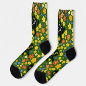 Chaussette Cute Black Cats Floral Meadow Pattern (Gauche)