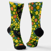 Chaussette Cute Black Cats Floral Meadow Pattern (Angulaire)
