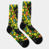 Chaussette Cute Black Cats Floral Meadow Pattern (Droite)