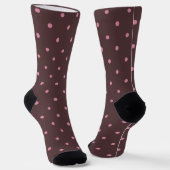 Chaussette Cute Brown & Pink Polkadots Pattern Boho Polka (Angulaire)
