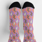 Chaussette Cute Bunny Rabbit Pink and Purple Pastel Argyle  (Haut)