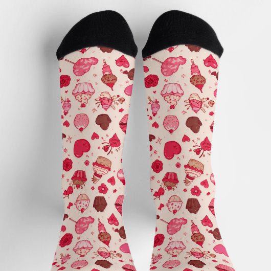 Chaussette Cute Candy & Sweets Valentine Seamless Pattern  (Haut)