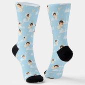 Chaussette Cute Cartoon Angels And Doves Seamless Pattern (Angulaire)