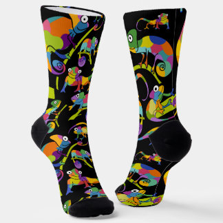 Chaussette Cute Cartoon Chameleons Illustrated Bright Colors