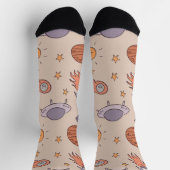 Chaussette Cute Cartoon Outer Space Seamless Pattern Design (Haut)