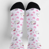 Chaussette Cute Cat Faces & Hearts Pattern Kawaii Style (Haut)
