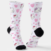 Chaussette Cute Cat Faces & Hearts Pattern Kawaii Style (Angulaire)