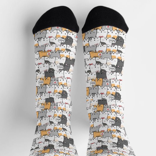 Chaussette Cute cat pattern square wallpaper (Haut)
