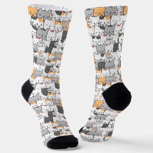 Chaussette Cute cat pattern square wallpaper (Angulaire)